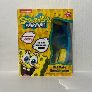 Spongebob Square Pants Kids Safe Wired Headphones, Music Headphones, New